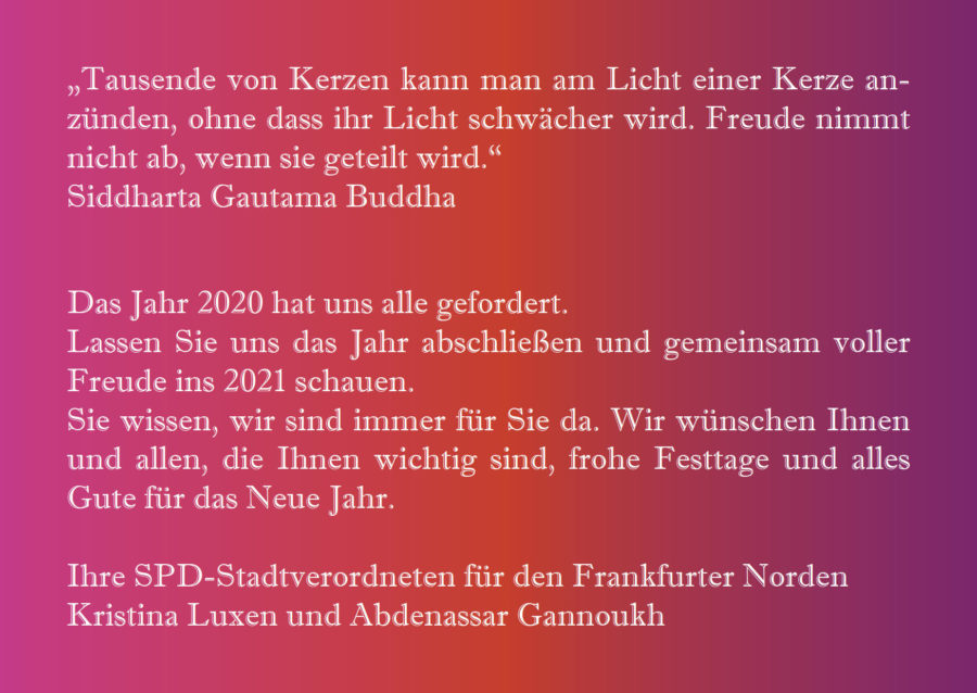 Weihnachts-/Neujahrsgrüße SPD für den Frankfurter Norden